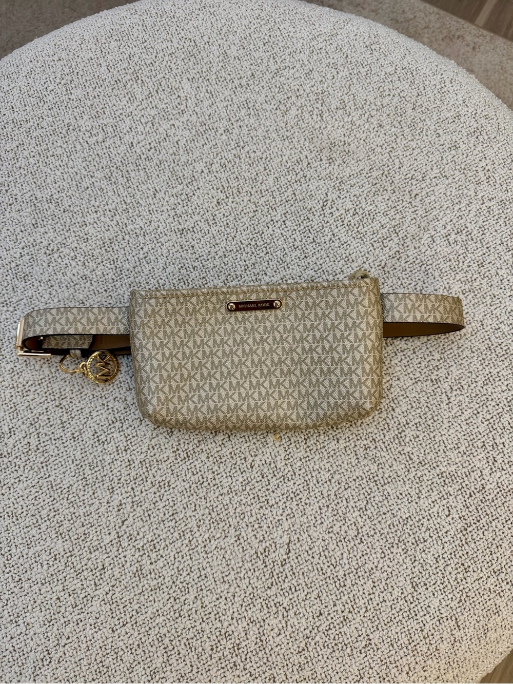 Michael Kors Tan MK Logo Belt Bag with Gold Hardware